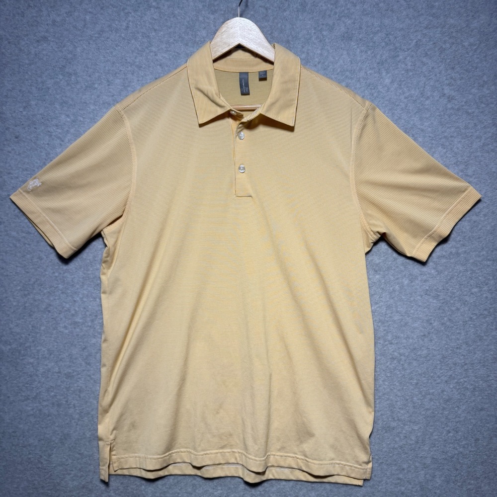 Ashworth Mens Yellow Striped‎ Golf Polo Shirt Short Sleeve X57280 Size L